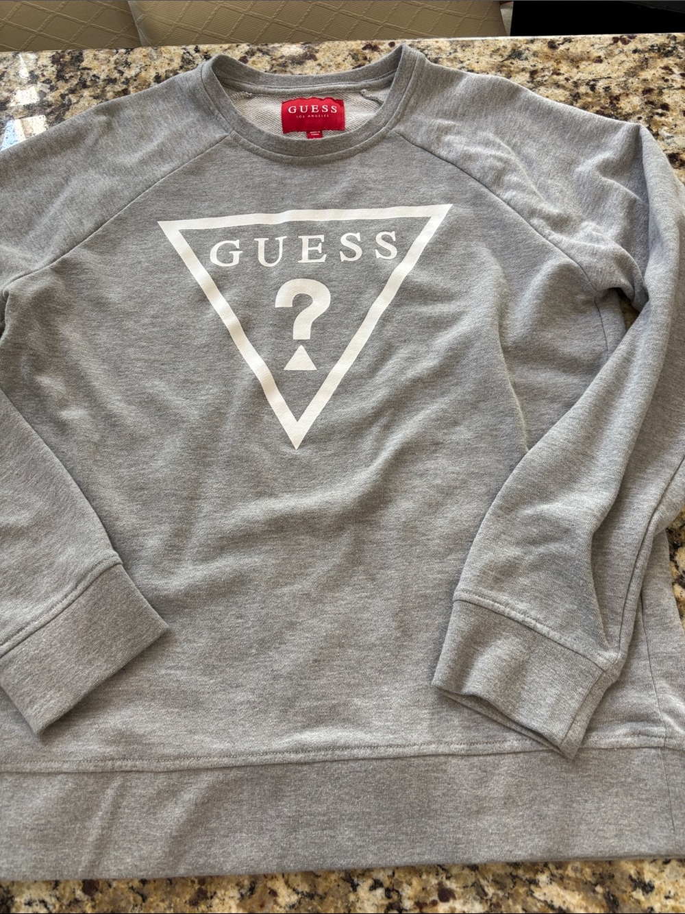 GUESS Men's Grey Crewneck Sweatshirt with White Logo